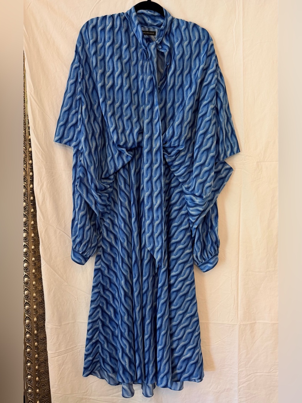Balenciaga Blue Wave-Print Maxi Dress